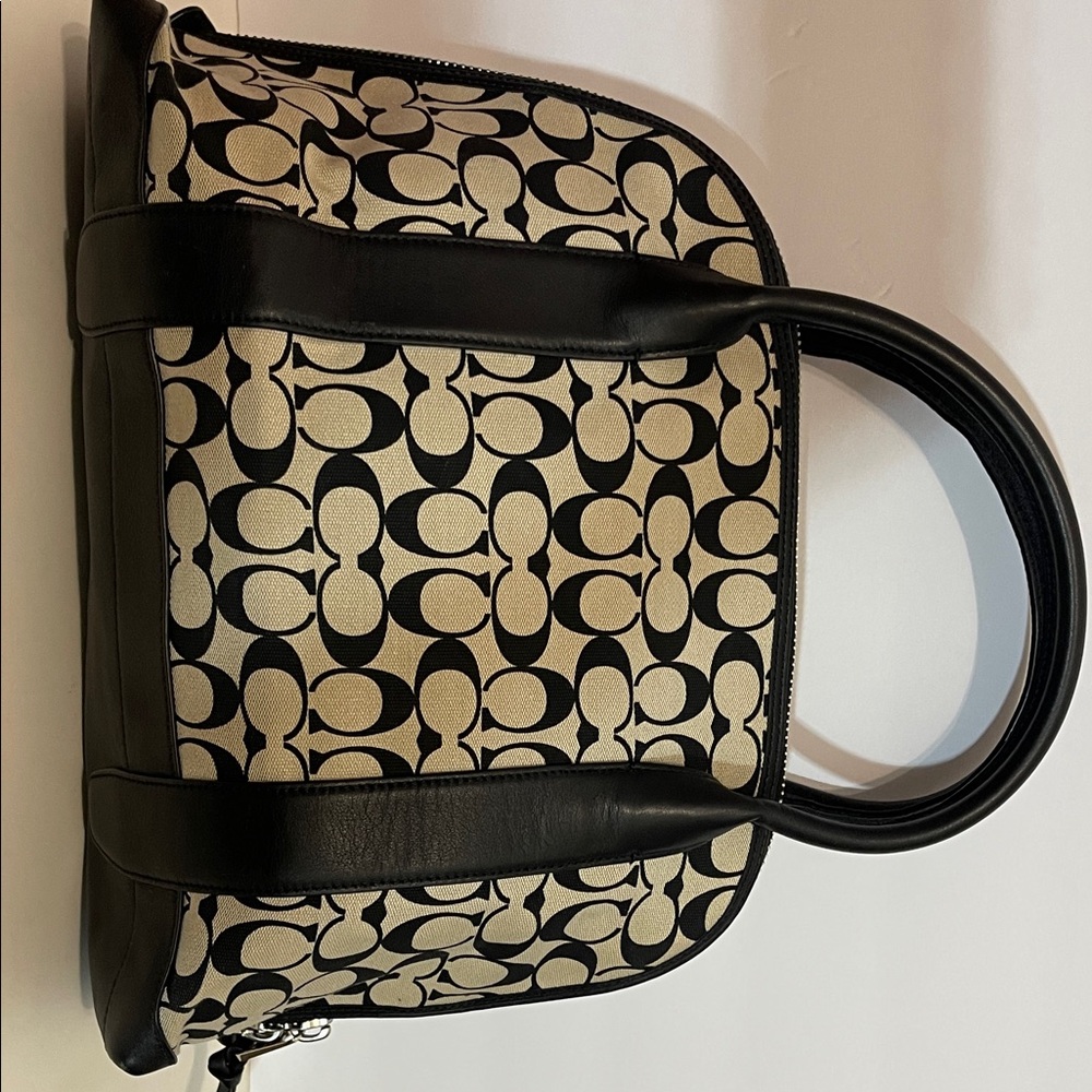 Coach Black and Tan Signature Satchel - Picture 7 of 16